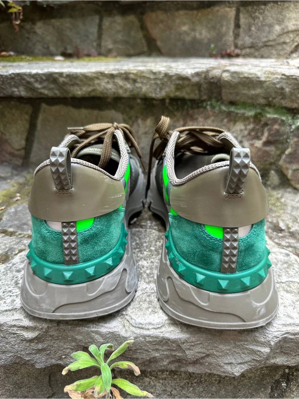 Valentino Garavani Olive and Neon Green Men’s Sneakers